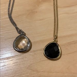 TWO express long pendant necklaces